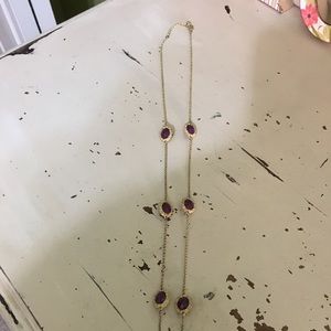 Purple and gold statement necklace, long